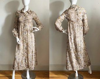 1960s Bernshaw Voile Floral Groove Dress