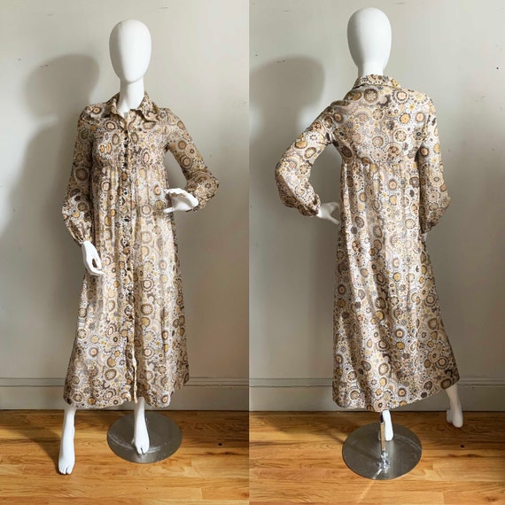 1960s Bernshaw Voile Floral Groove Dress - image 1