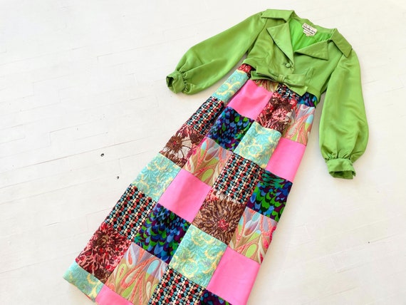 1960s Malcolm Starr Metallic Patchwork Party Gown - image 10