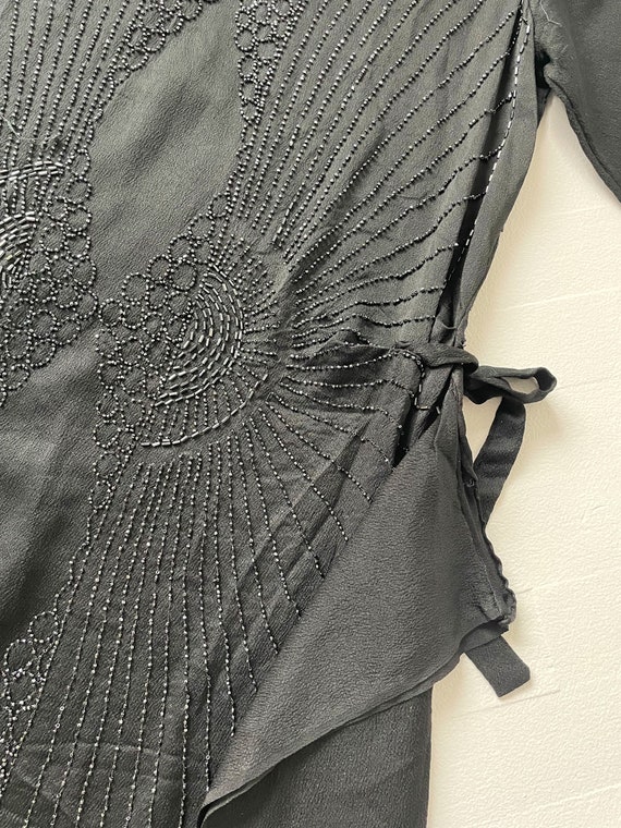 Vintage Beaded Black Rayon Crepe Dress - image 4
