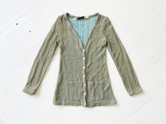 1960s Striped Metallic Cardigan - image 3