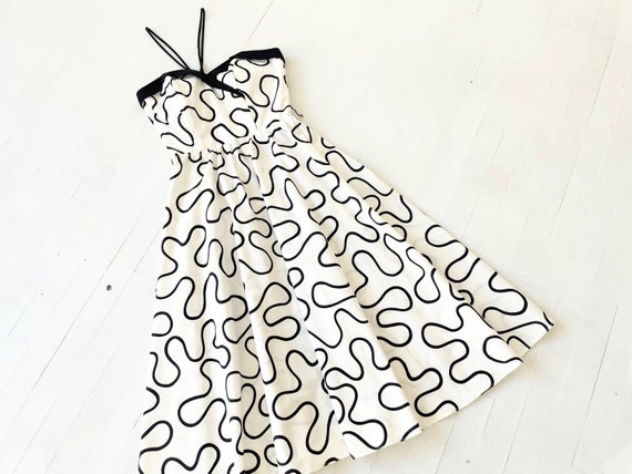 1980s Squiggle Print Party Dress - image 6