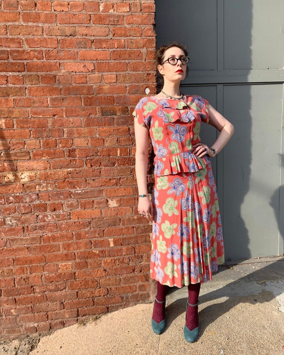 1940s Pink Candy Swirl Dress