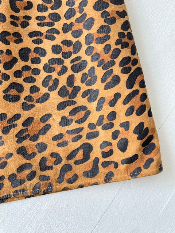 1990s Vakko Leopard Print Suede Skirt - image 2