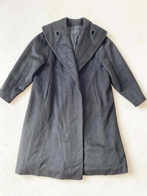 1940s Black Wool Swing Coat with Big Collar - image 3