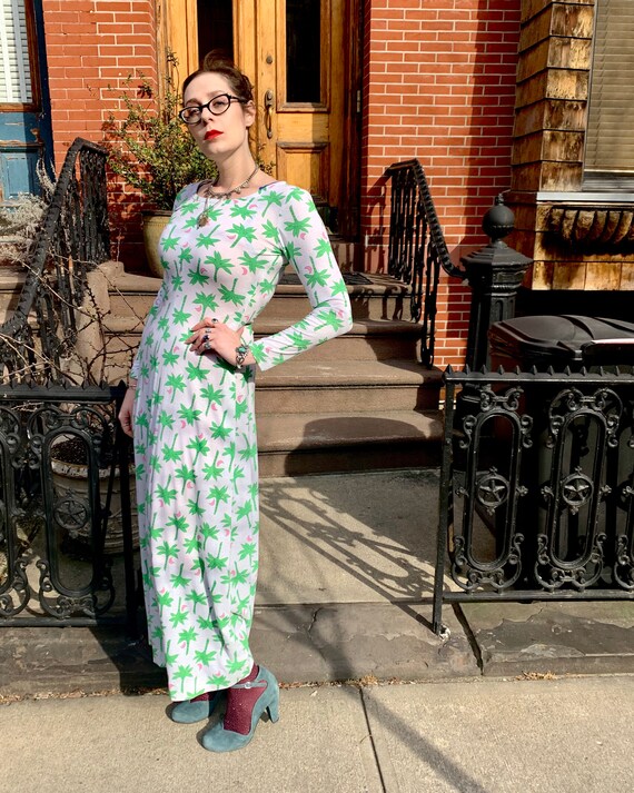 1970s Cotton Moon Palms Dress