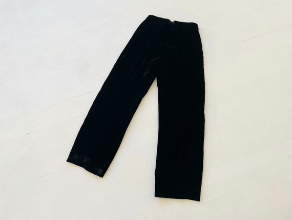 Vintage High Waist Black Velvet Pants - image 3