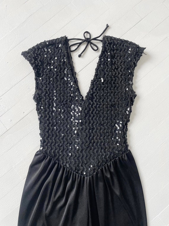 1980s Black Sequin Jumpsuit - image 2