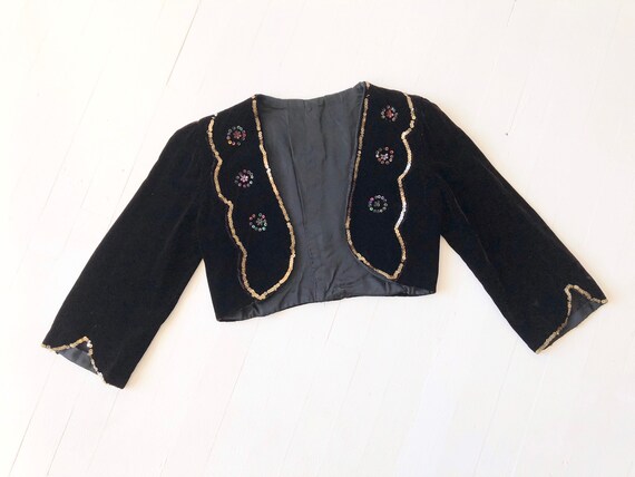 1930s Sequin + Velvet Bolero Jacket