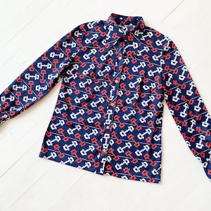 1970s Horsebit Print Navy Shirt image 1