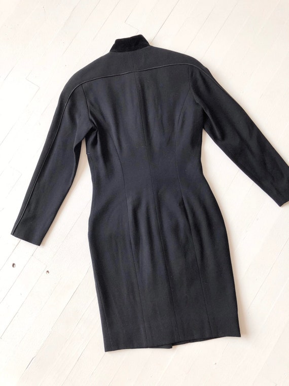 1980s Louis Féraud Black Button Down Dress - image 5