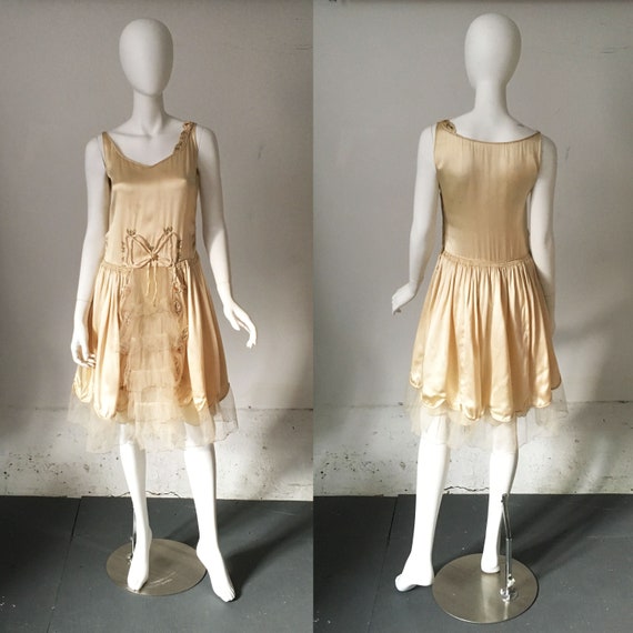 1920s Silk and Net Fairy Bow Dress