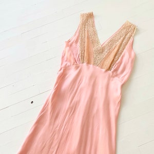 Vintage Pink Rayon Lace Bias Cut Slip Dress image 1