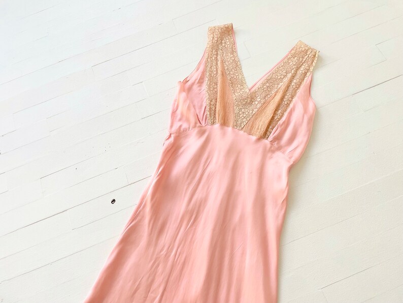 Vintage Pink Rayon Lace Bias Cut Slip Dress image 1