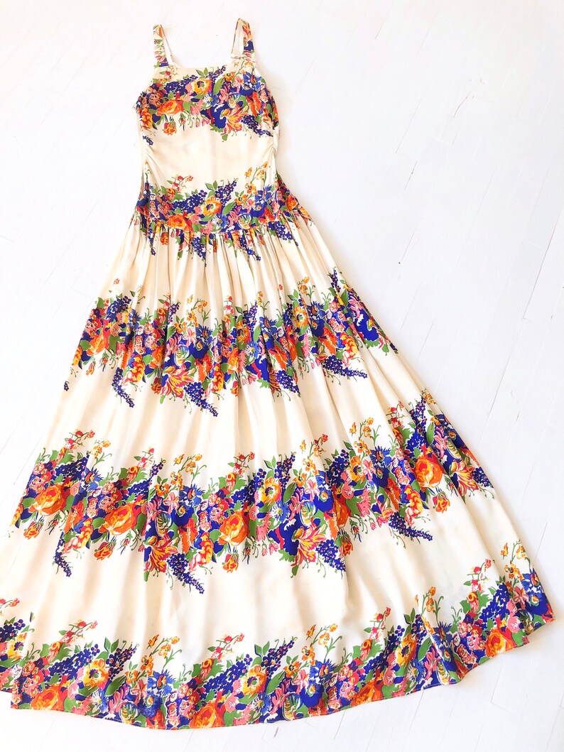 1930s Floral Rayon Dress image 5