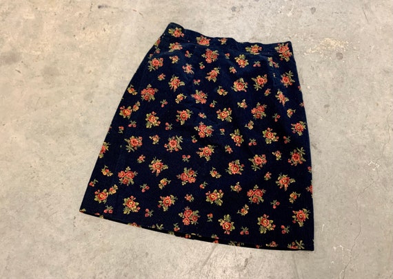 1980s Laura Ashley Corduroy Floral Skirt
