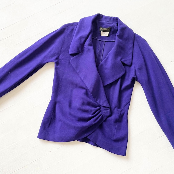 1990s Donna Karen Royal Purple Wool + Cashmere Jacket