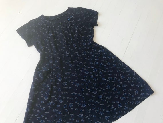 1940s Navy Floral Dress