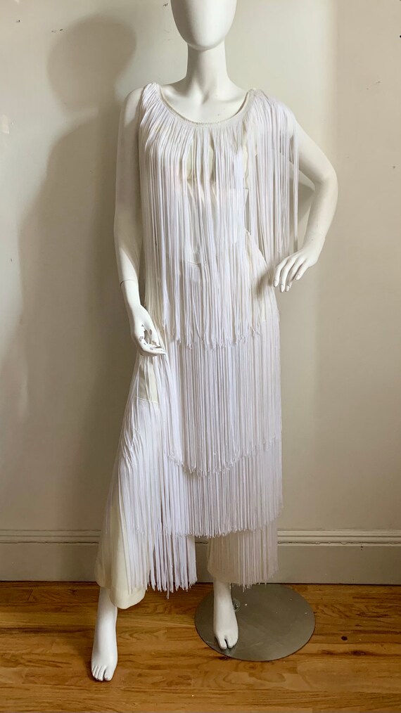 1960s White Fringe Two Piece