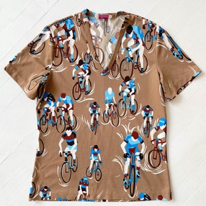 1970s Brown Cyclist Print T-Shirt image 3