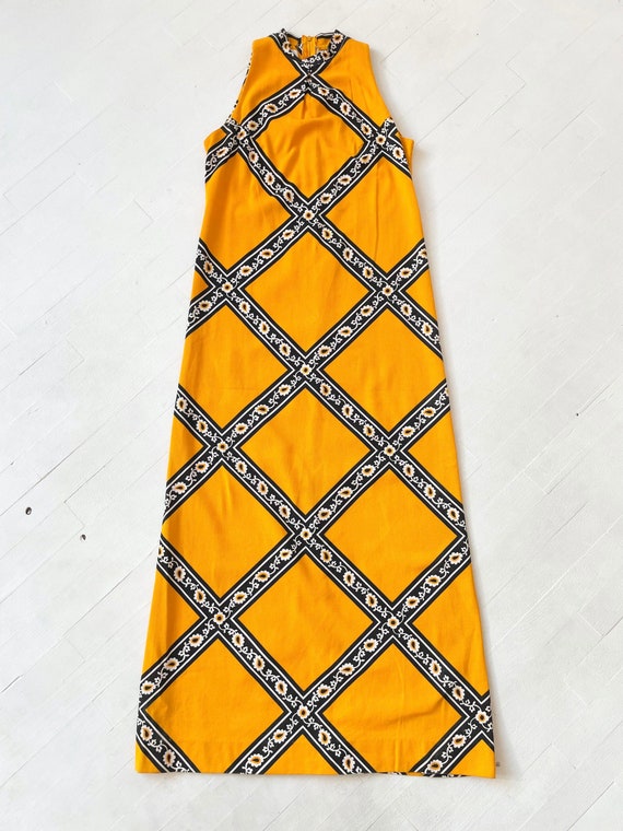 1960s Lanz Marigold Printed Maxi Dress - image 3