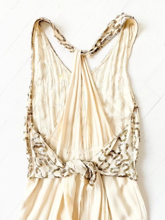 1930s Cream Sequin Bias Cut Gown AS IS - image 6