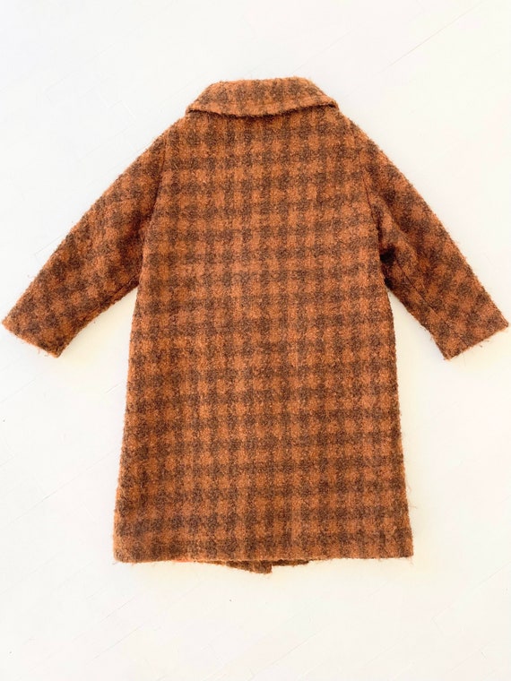 1960s Brown Check Bouclé Wool Coat - image 5