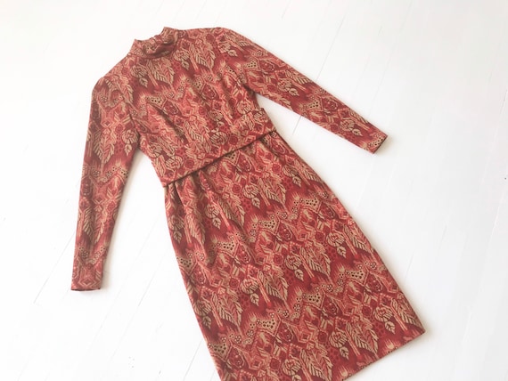 1960s Red Jacquard Knit Dress