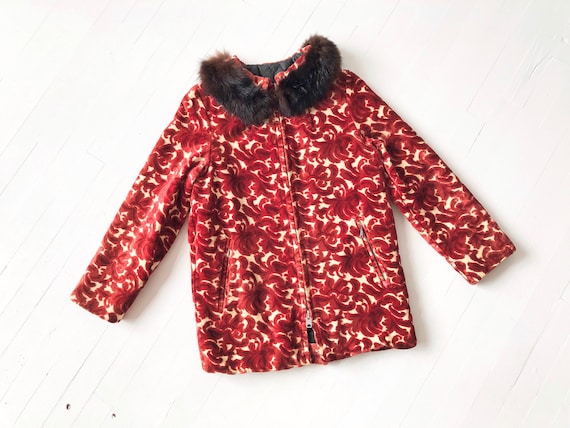 1970s Red Jacquard Tapestry Coat