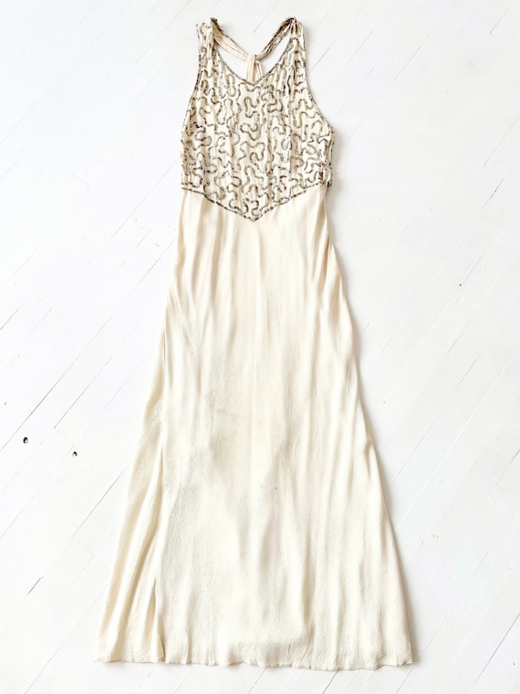 1930s Cream Sequin Bias Cut Gown AS IS - image 3