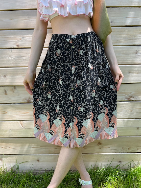 1970s Deco Print Skirt