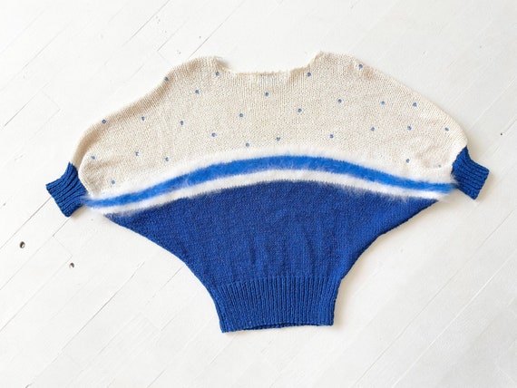 1980s Blue + White Rhinestone Sweater - image 3