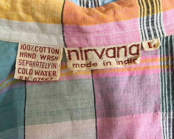 Vintage Indian Cotton Plaid Shirt - image 5