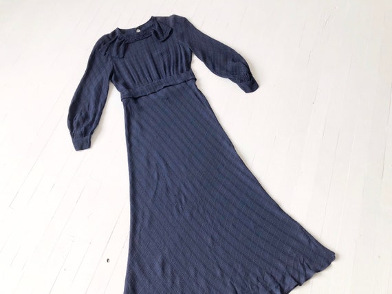 1930s Navy Rayon Check Dress