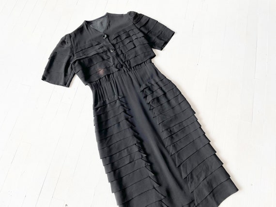 1940s Black Rayon Crepe Dress AS IS - image 1