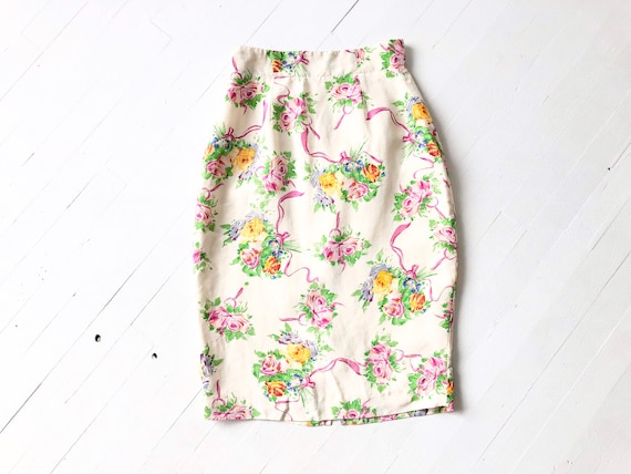 1990s Emanuel Ungaro Floral Pencil Skirt