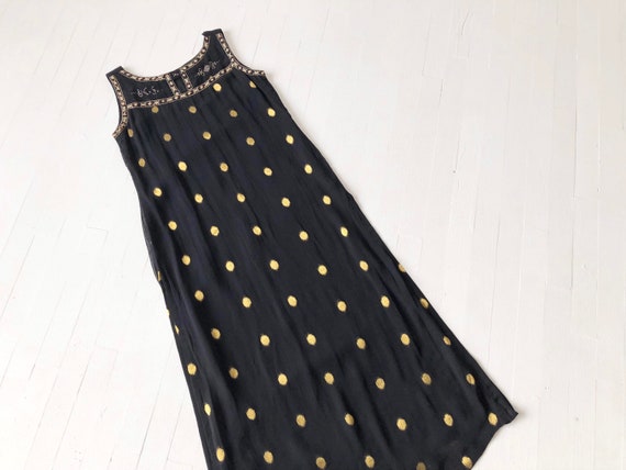 1970s Studded Polka Dot Dress