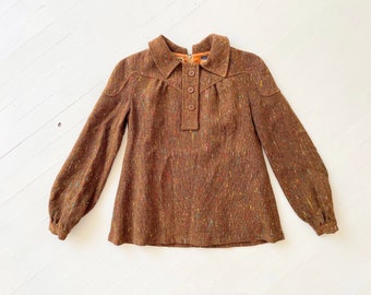 Chaqueta de lana marrón moteada Ossie Clark de la década de 1960