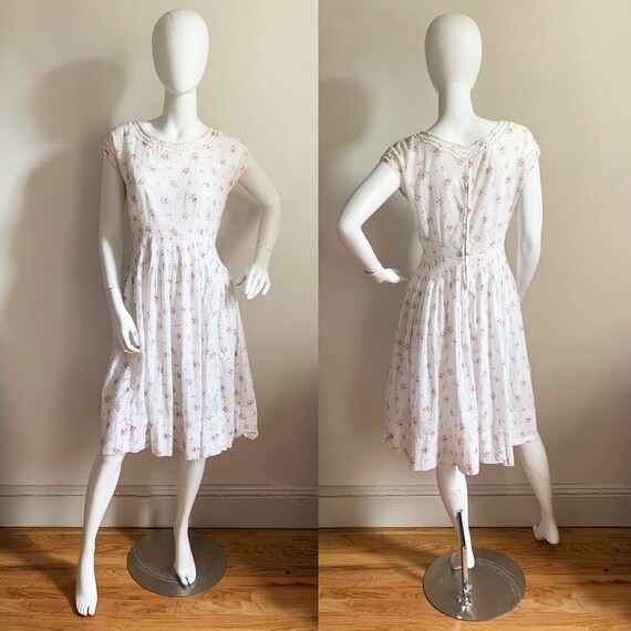 Vintage Cotton Voile Ditsy Floral Dress