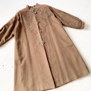 1980s Embroidered Brown Wool Coat image 1