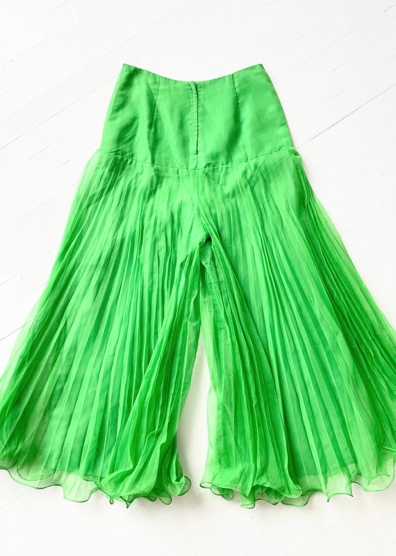 1960s Apple Green Accordion Pleat Wide Leg Pants - image 5