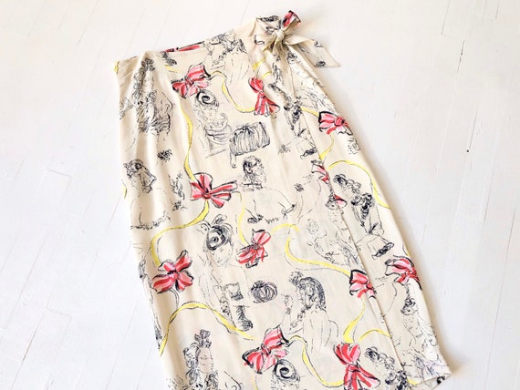 Vintage French Smoking Ladies Wrap Skirt