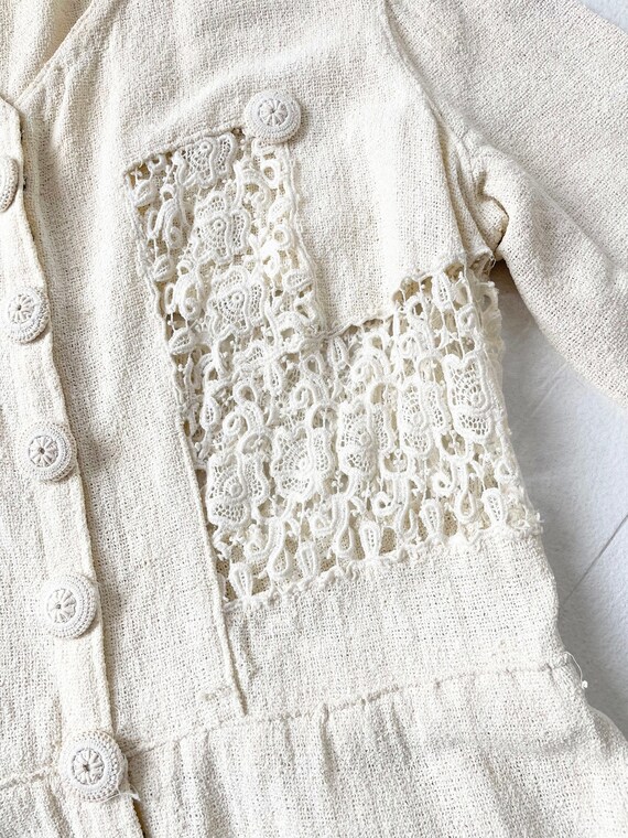 Antique Edwardian Cream Crochet Walking Dress - image 6