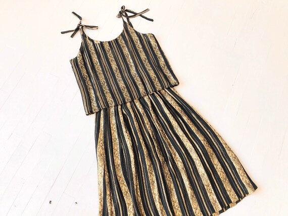 1970s Metallic Striped Two Piece Set