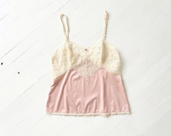 Vintage Pink + White Lace Camisole