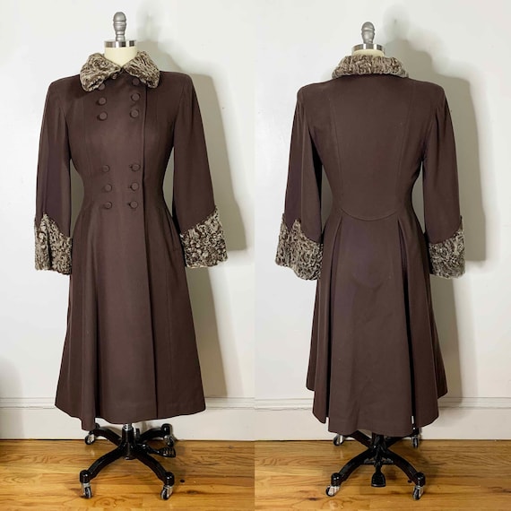 1940s Chocolate Princess Coat