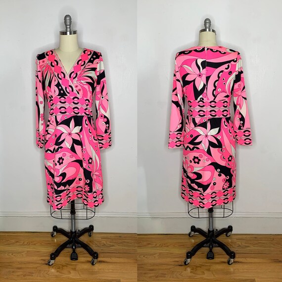 1960s Neon Pink Psychedelic Dress