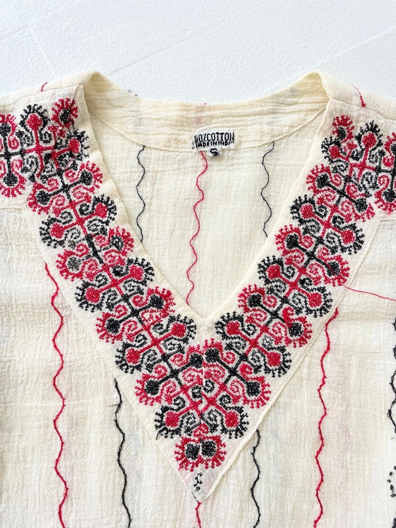 1970s Embroidered Indian Cotton Gauze Top - image 2