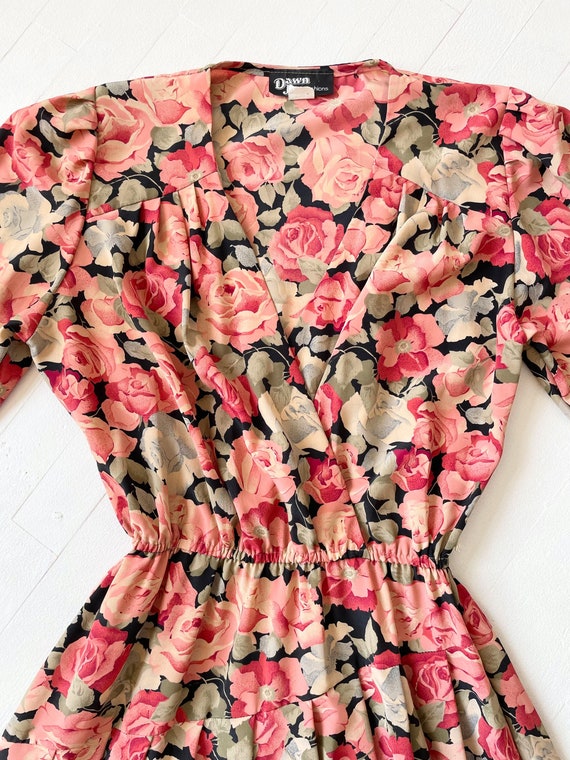 1980s Rose Print Dress - image 2