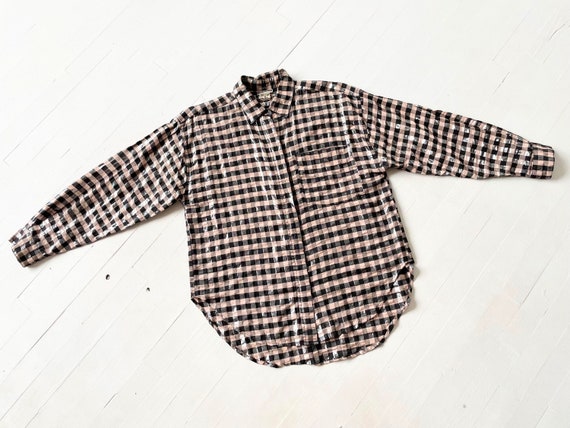 1980s Metallic Plaid Shirt - image 7